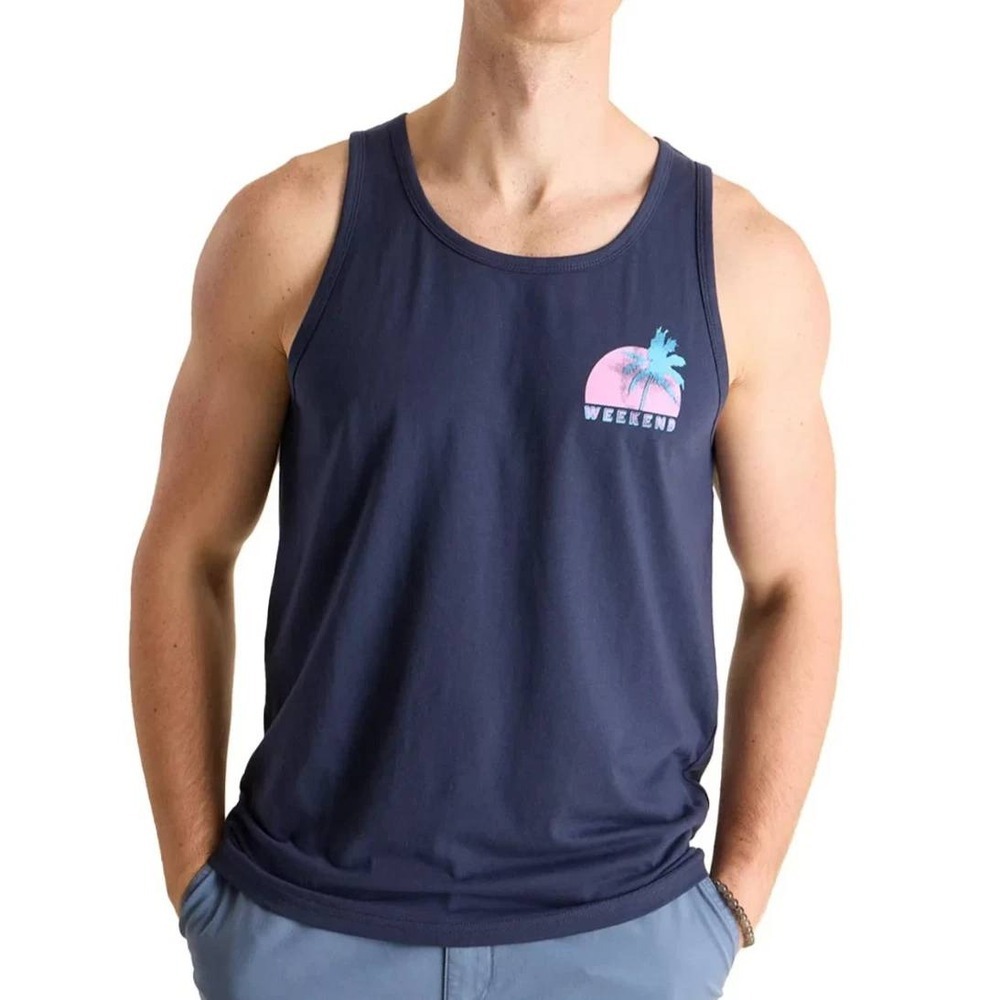 NWT Chubbies The Weekend Has Arrived Tank Top Men's Small Blue Beach print